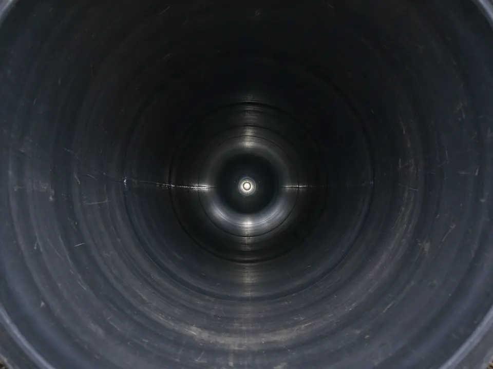Sewer camera view inside a new seamless HDPE pipe after pipe bursting